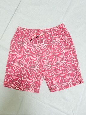 Crewcuts J.Crew Factory Pink Wave Print Swim Trunks Boys Size 12 EUC